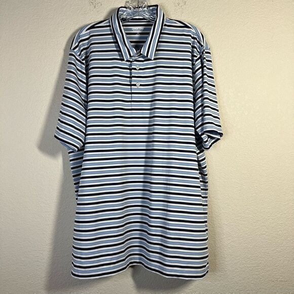 Lands' End Mens Blue‎ Polo Shirt Short Sleeve Stripes Traditional Fit XL - Picture 1 of 6